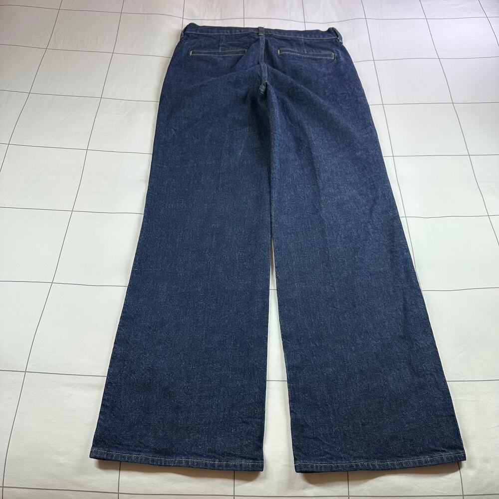J.Crew Jeans Womens 27 Blue Full Length Slim Wide Trouser Dark Rinse Wash Denim - Picture 4 of 14